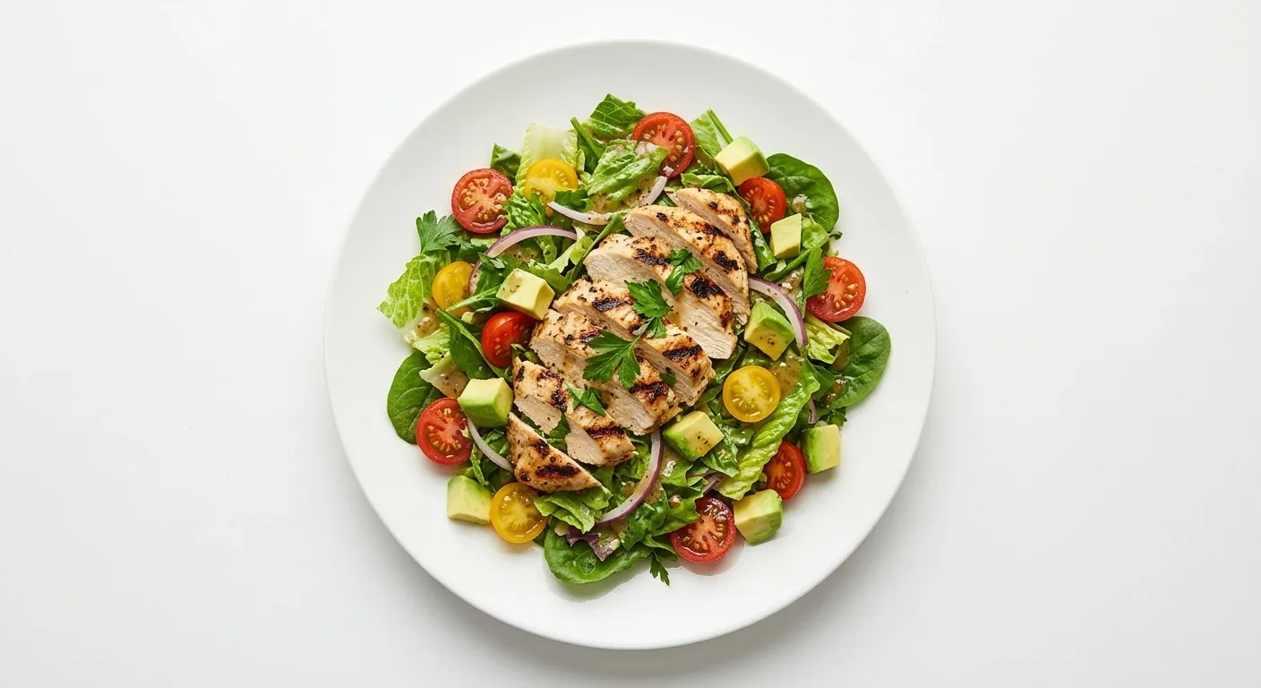 Grilled Chicken Salad with Avocado and Cherry Tomatoes