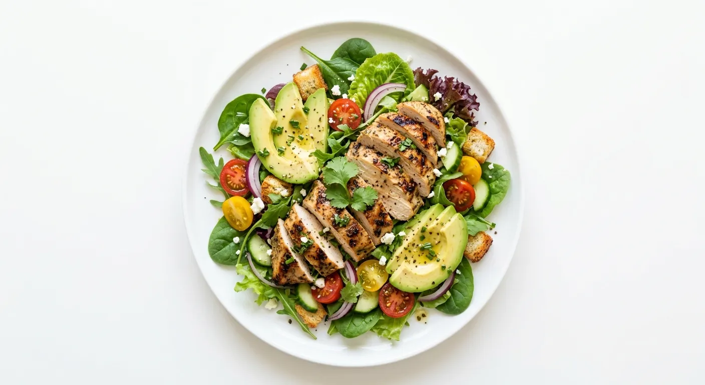 Grilled Chicken Salad with Avocado and Mixed Greens