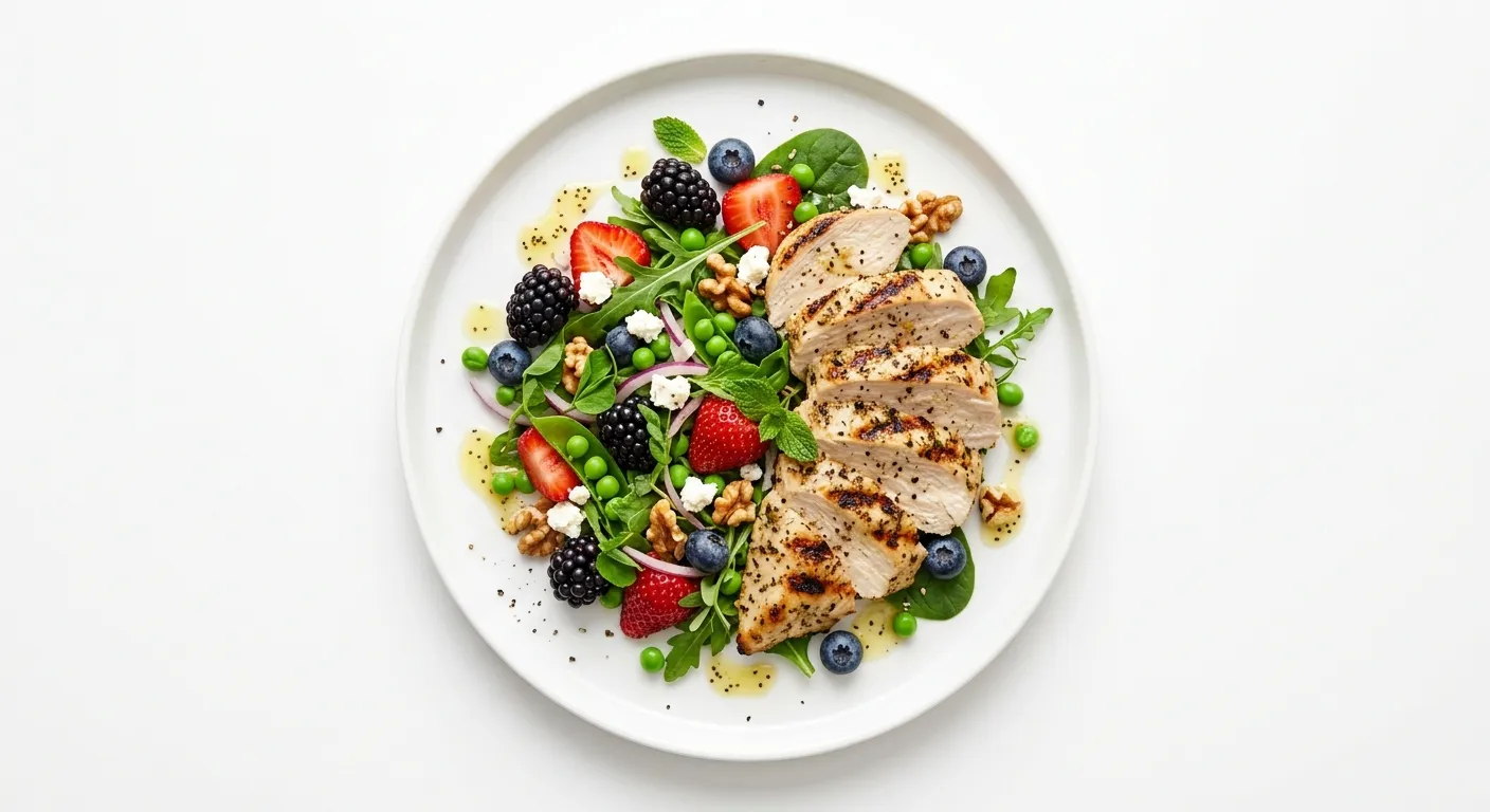 Grilled Chicken with Autumn Berry and Pea Salad