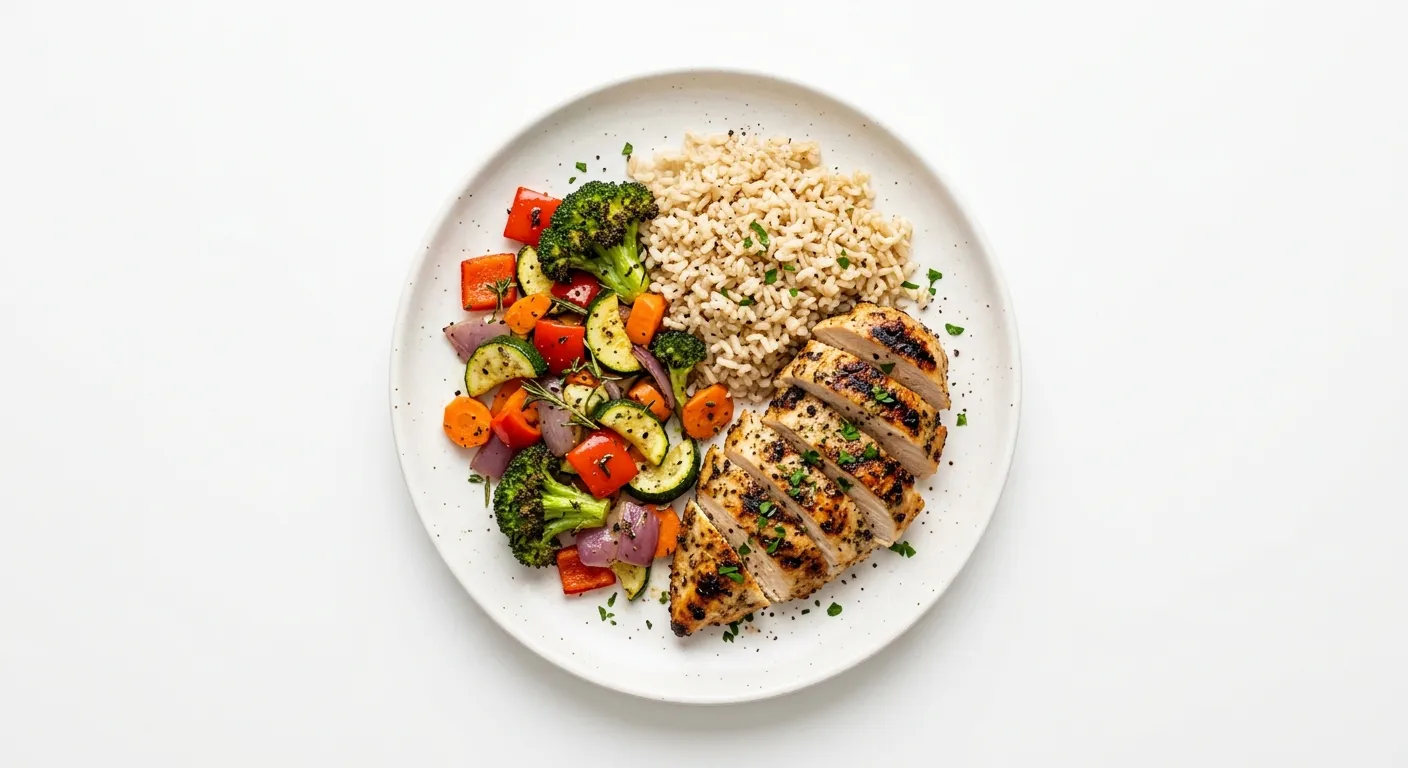 Grilled Chicken with Brown Rice and Mixed Vegetables