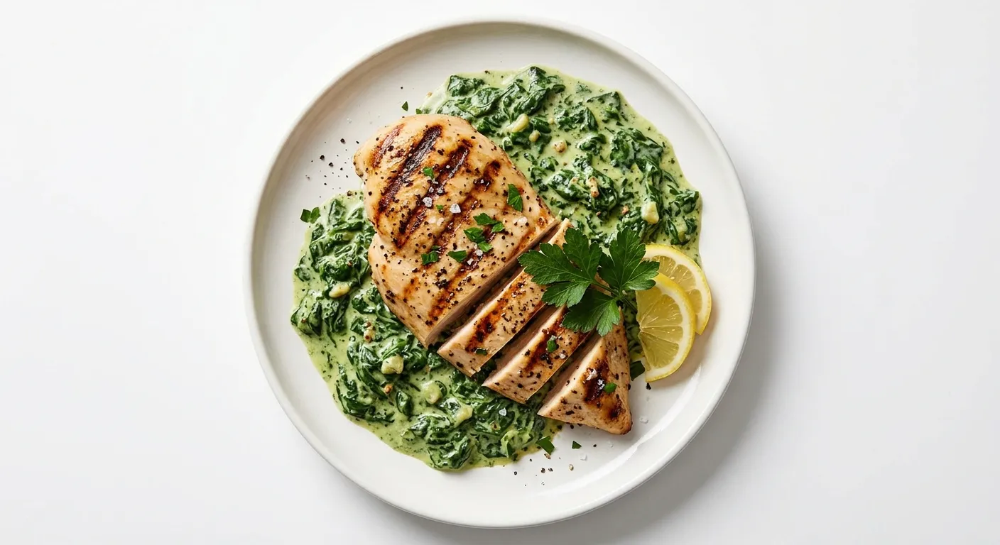 Keto Grilled Chicken with Creamy Spinach