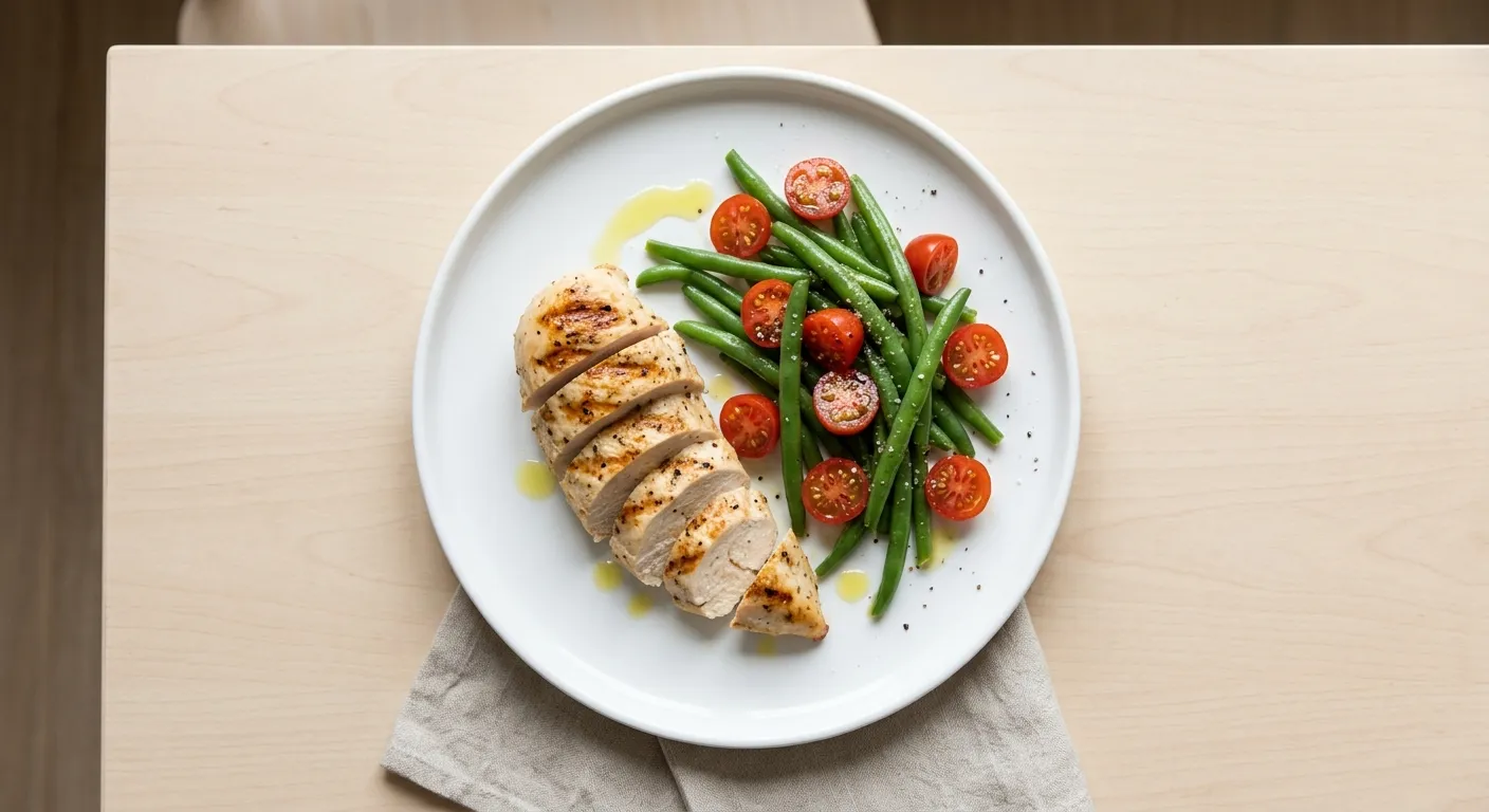 Grilled Chicken with Green Bean and Cherry Tomato Salad