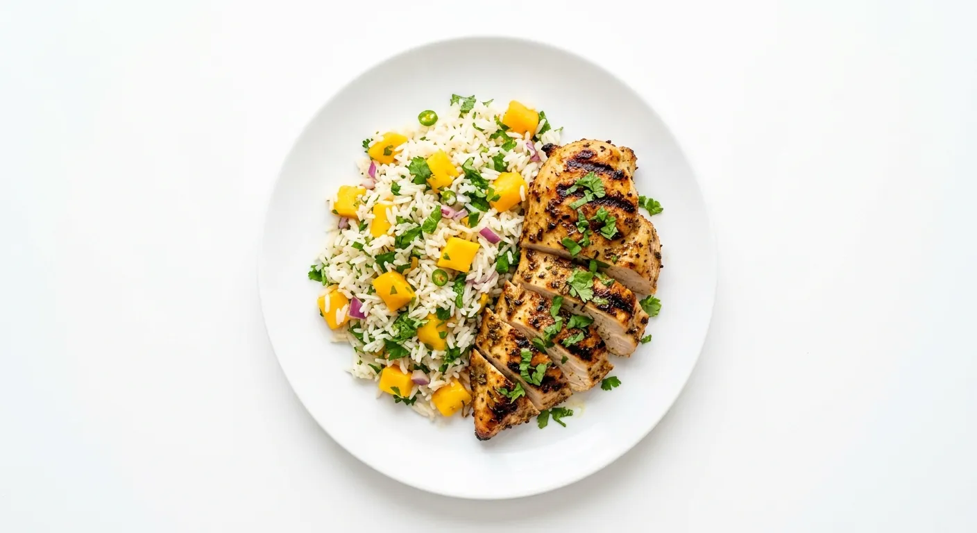 Grilled Chicken with Mango Coriander Rice