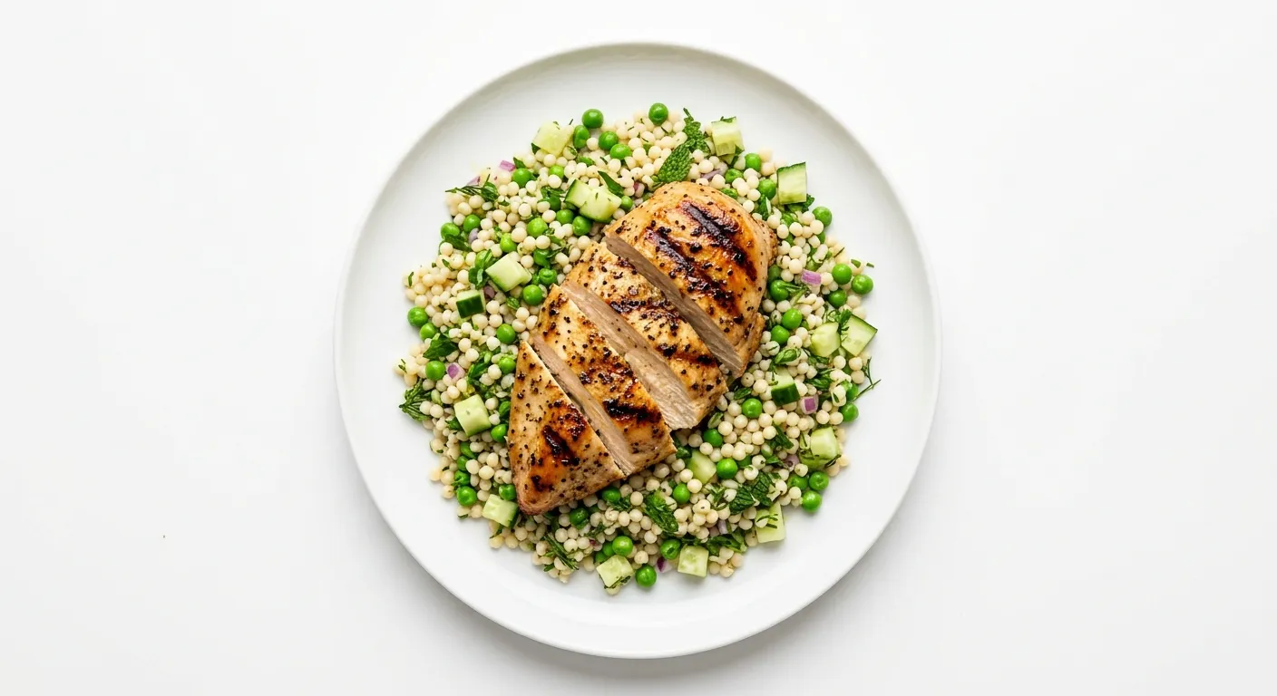 Grilled Chicken with Pea and Cucumber Couscous
