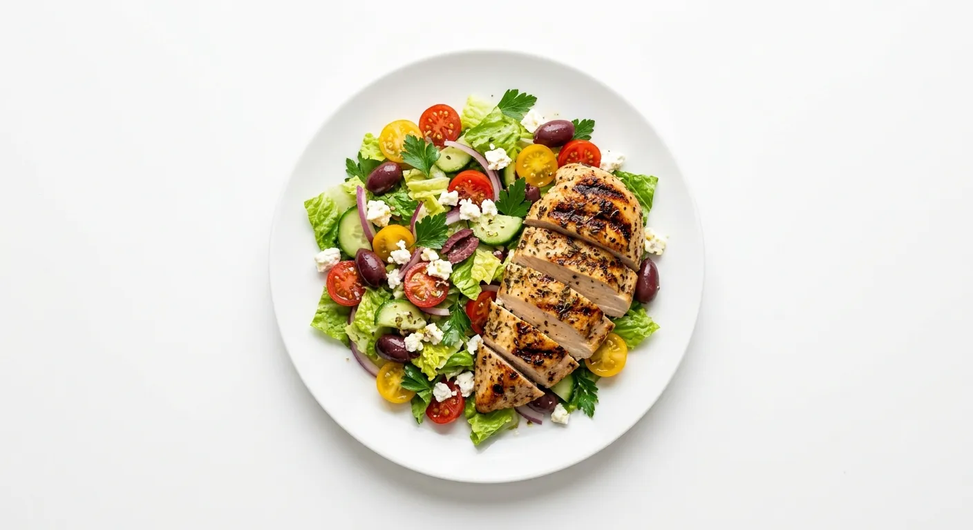 Grilled Chicken with Quinoa-Free Mediterranean Salad