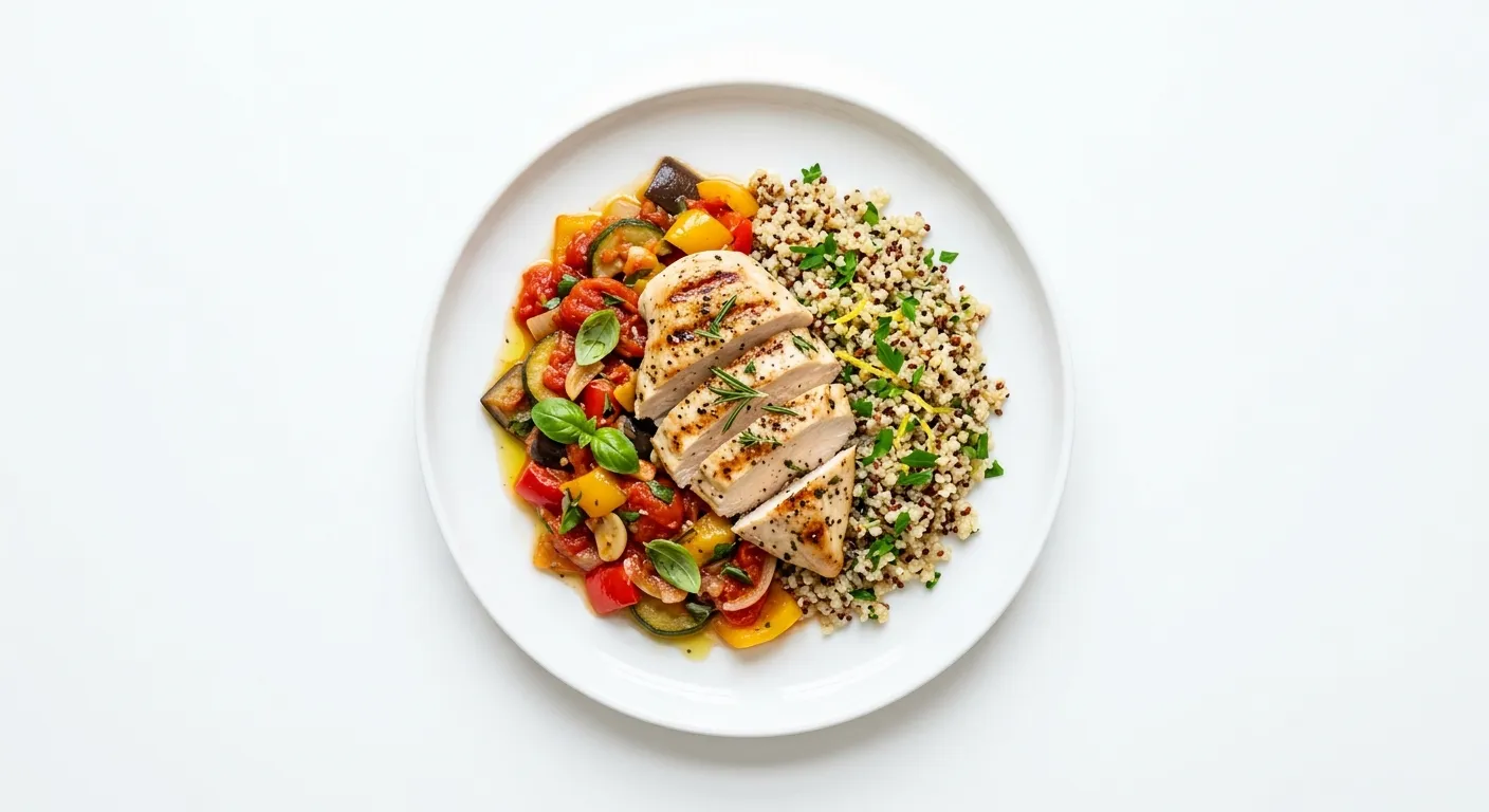 Grilled Chicken with Ratatouille and Quinoa