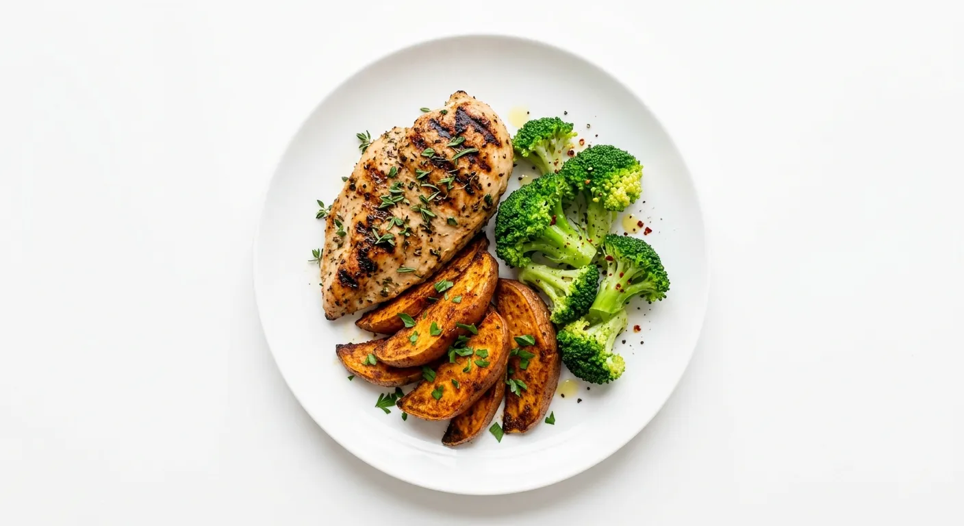 Grilled Chicken with Spiced Sweet Potato and Broccoli