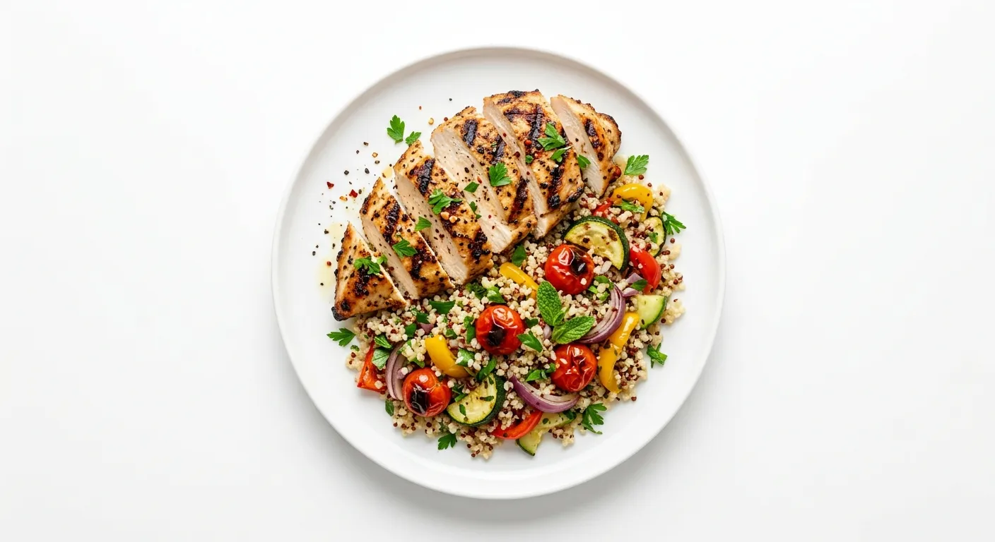 Grilled Chicken with Autumn Vegetable and Quinoa Salad