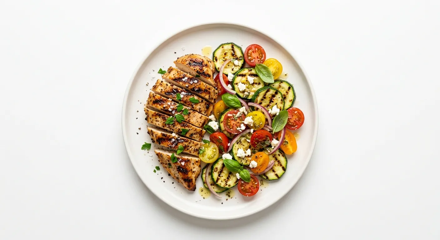 Grilled Chicken with Zucchini and Cherry Tomato Salad