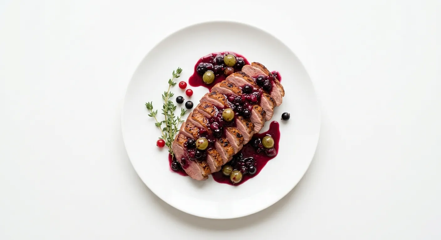 Grilled Duck Breast with Gooseberry and Blackcurrant Sauce