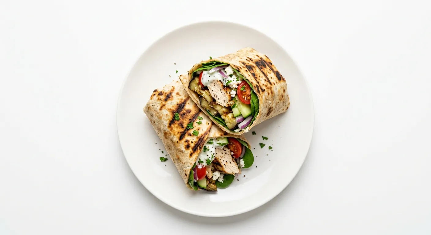 Grilled Eggplant and Chicken Wrap
