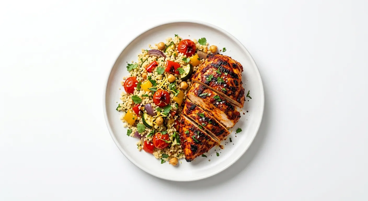 Grilled Harissa Chicken with Roasted Vegetable Couscous