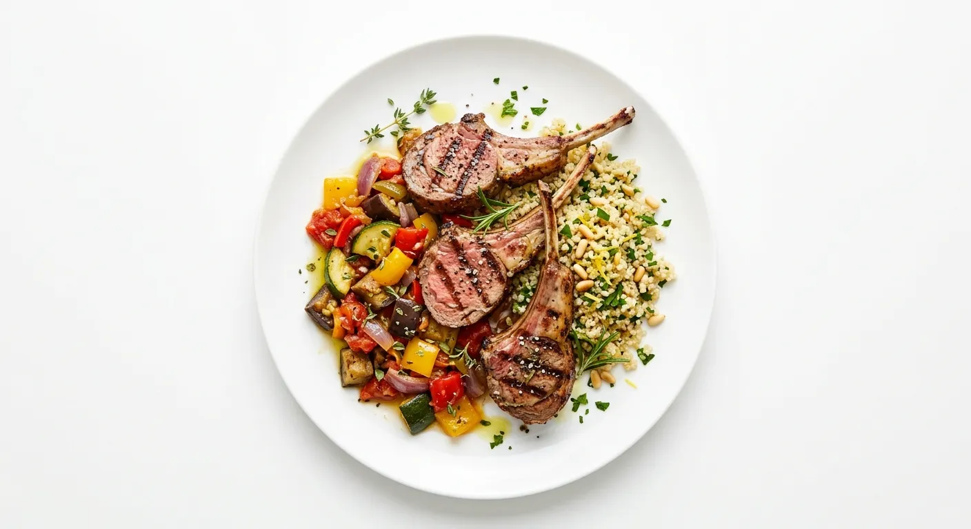 Grilled Lamb Chops with Ratatouille and Quinoa