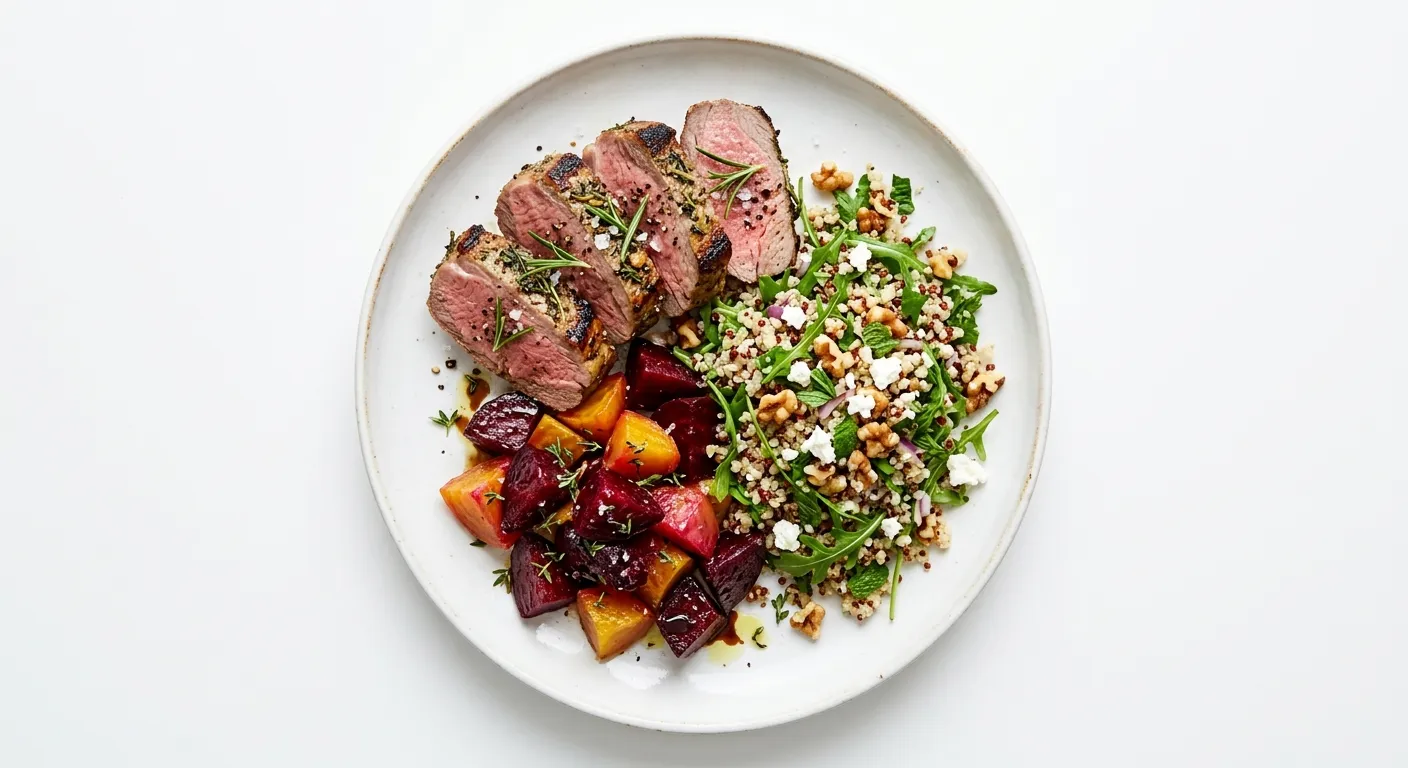 Grilled Lamb with Roasted Beetroot and Quinoa Salad