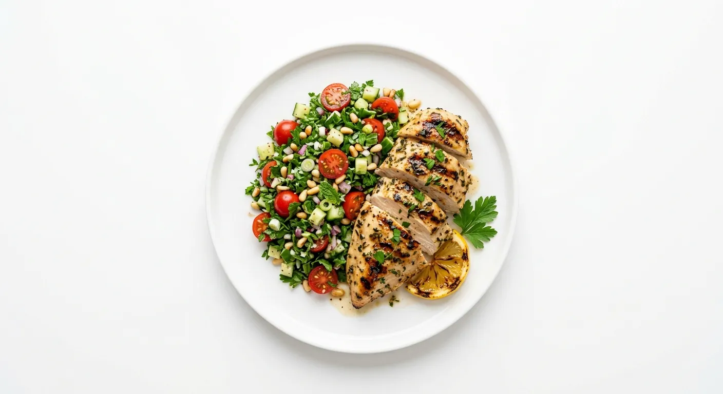 Grilled Lemon Herb Chicken with Quinoa-Free Tabbouleh