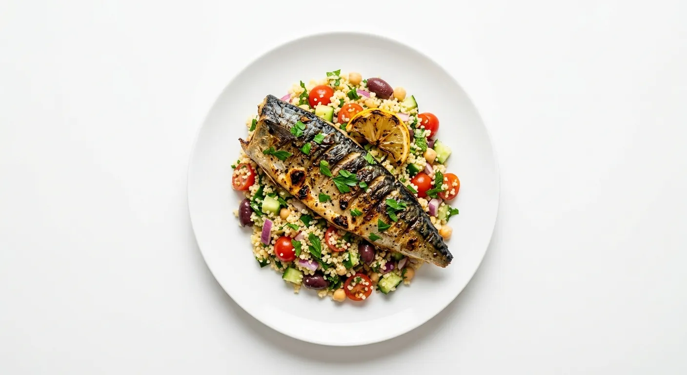 Spicy Grilled Mackerel with Mediterranean Couscous