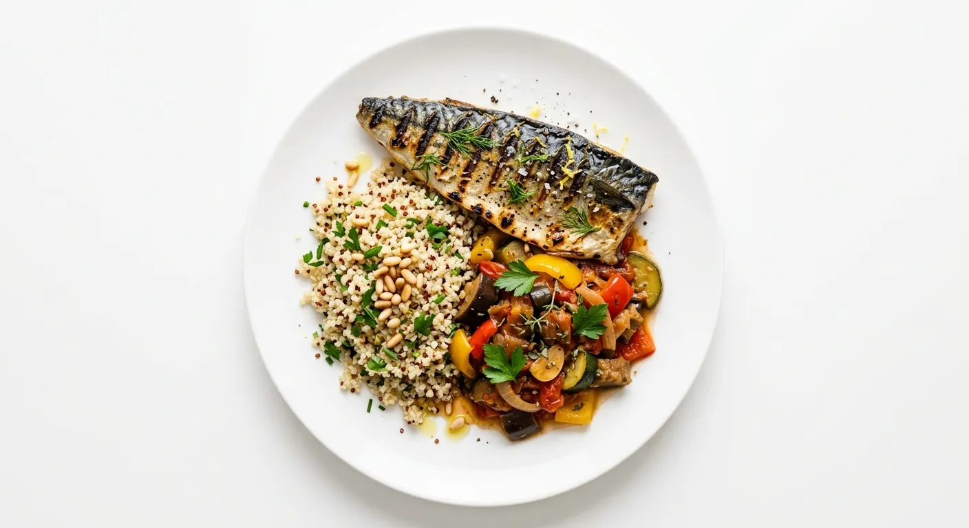 Grilled Mackerel with Ratatouille and Quinoa