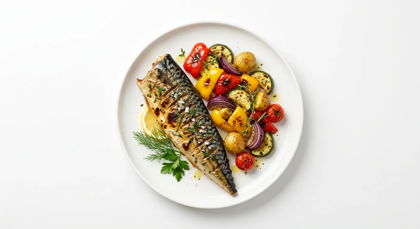 Spicy Grilled Mackerel with Roasted Vegetables