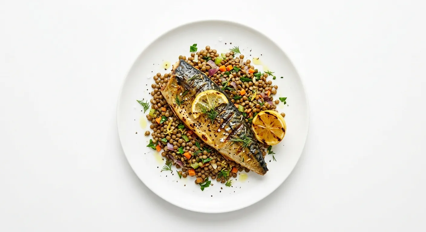 Grilled Mackerel with Warm Lentil Salad