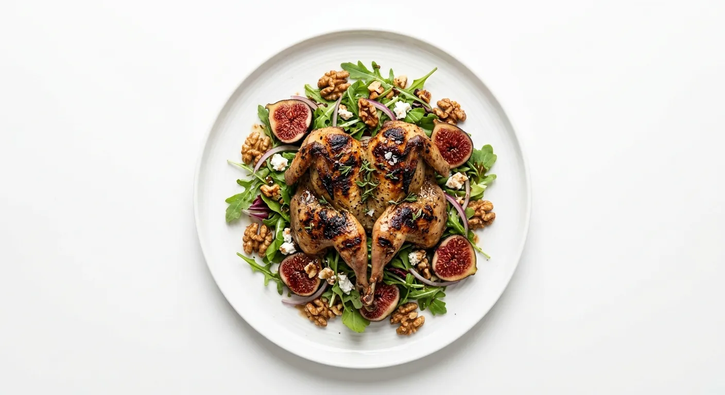 Grilled Quail with Fig and Walnut Salad