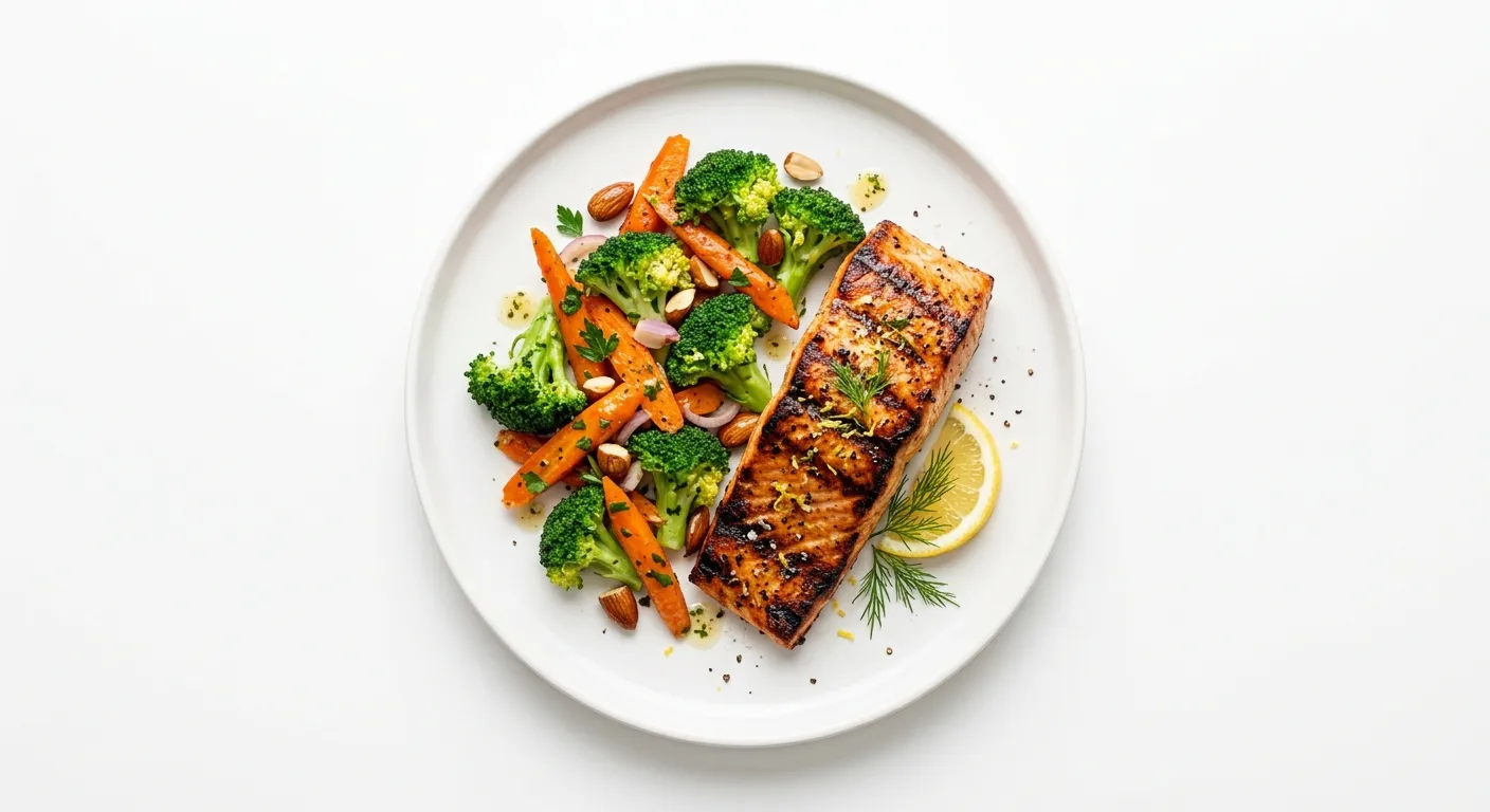 Grilled Salmon with Broccoli and Carrot Salad