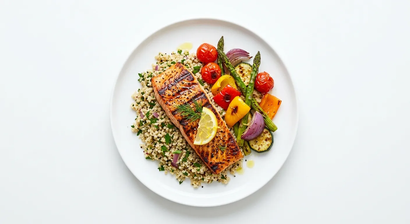 Grilled Salmon with Quinoa and Roasted Vegetables