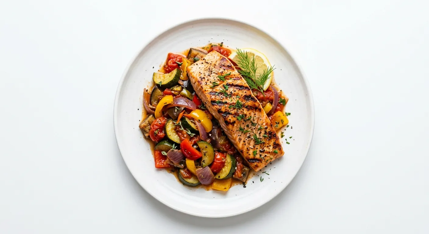 Spicy Grilled Salmon with Ratatouille