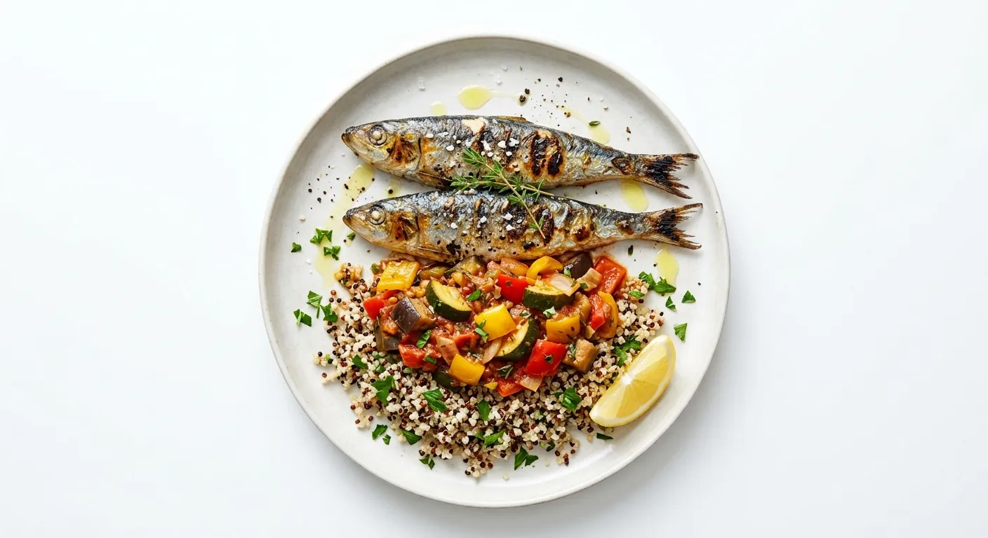 Grilled Sardines with Ratatouille and Quinoa