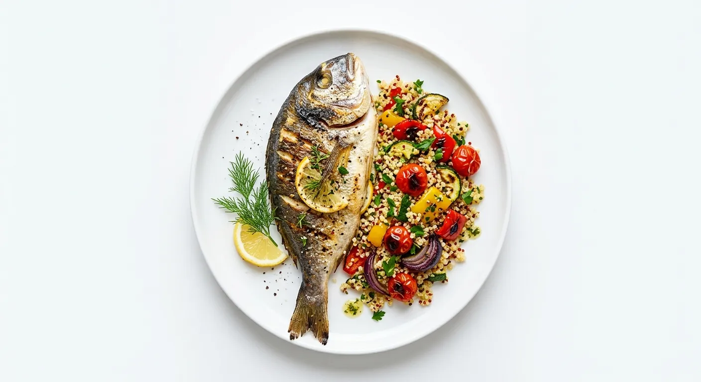 Grilled Sea Bream with Quinoa and Roasted Vegetables