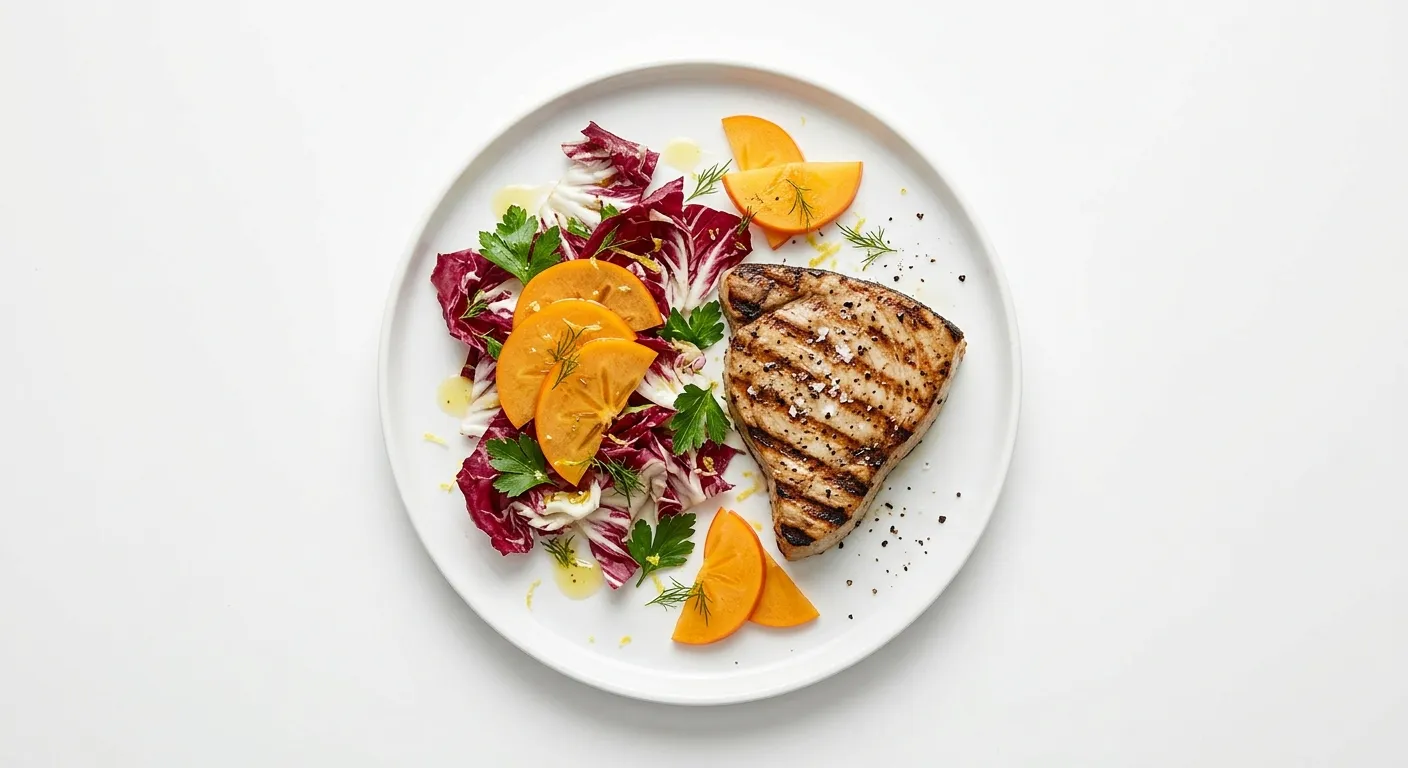 Grilled Swordfish with Persimmon and Radicchio Salad