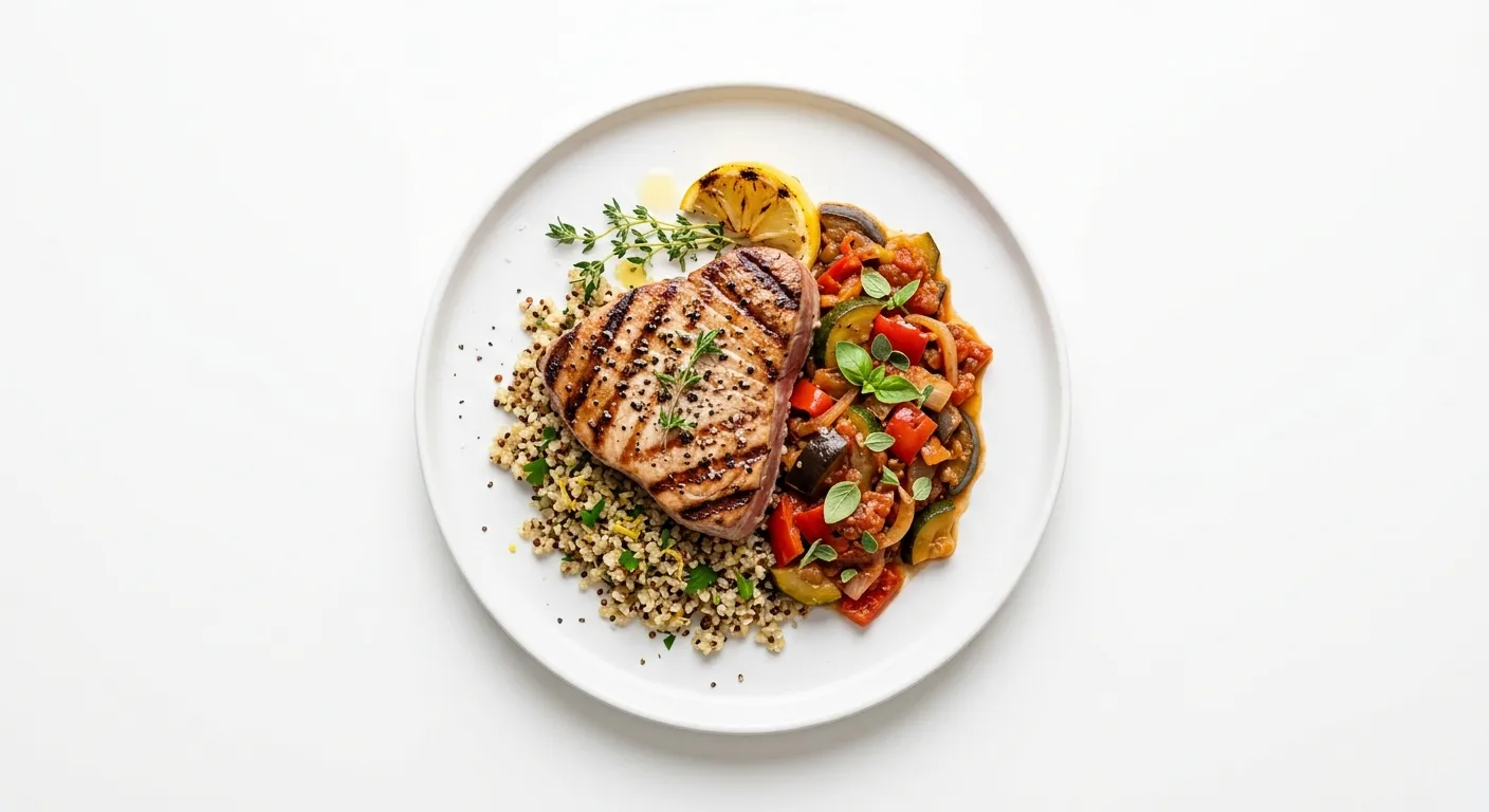 Grilled Tuna with Ratatouille and Quinoa