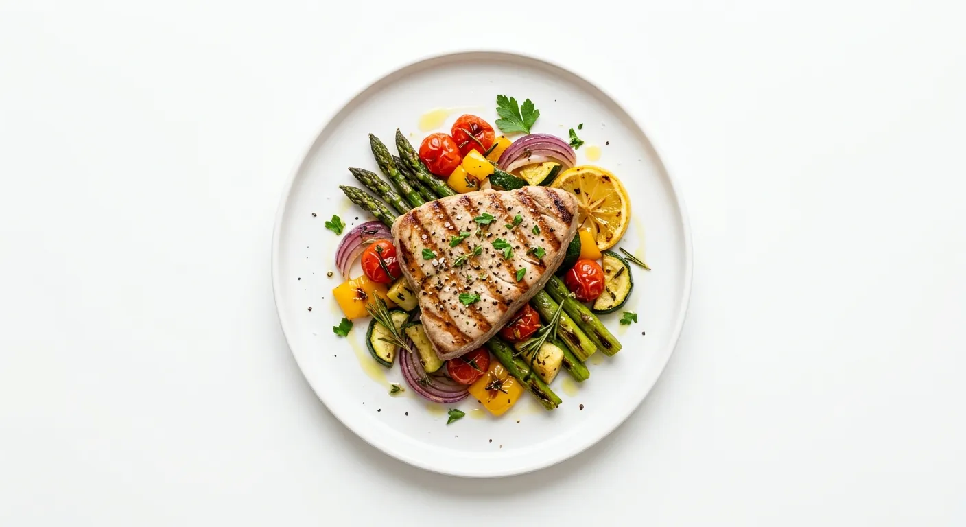 Spicy Grilled Tuna with Roasted Vegetables
