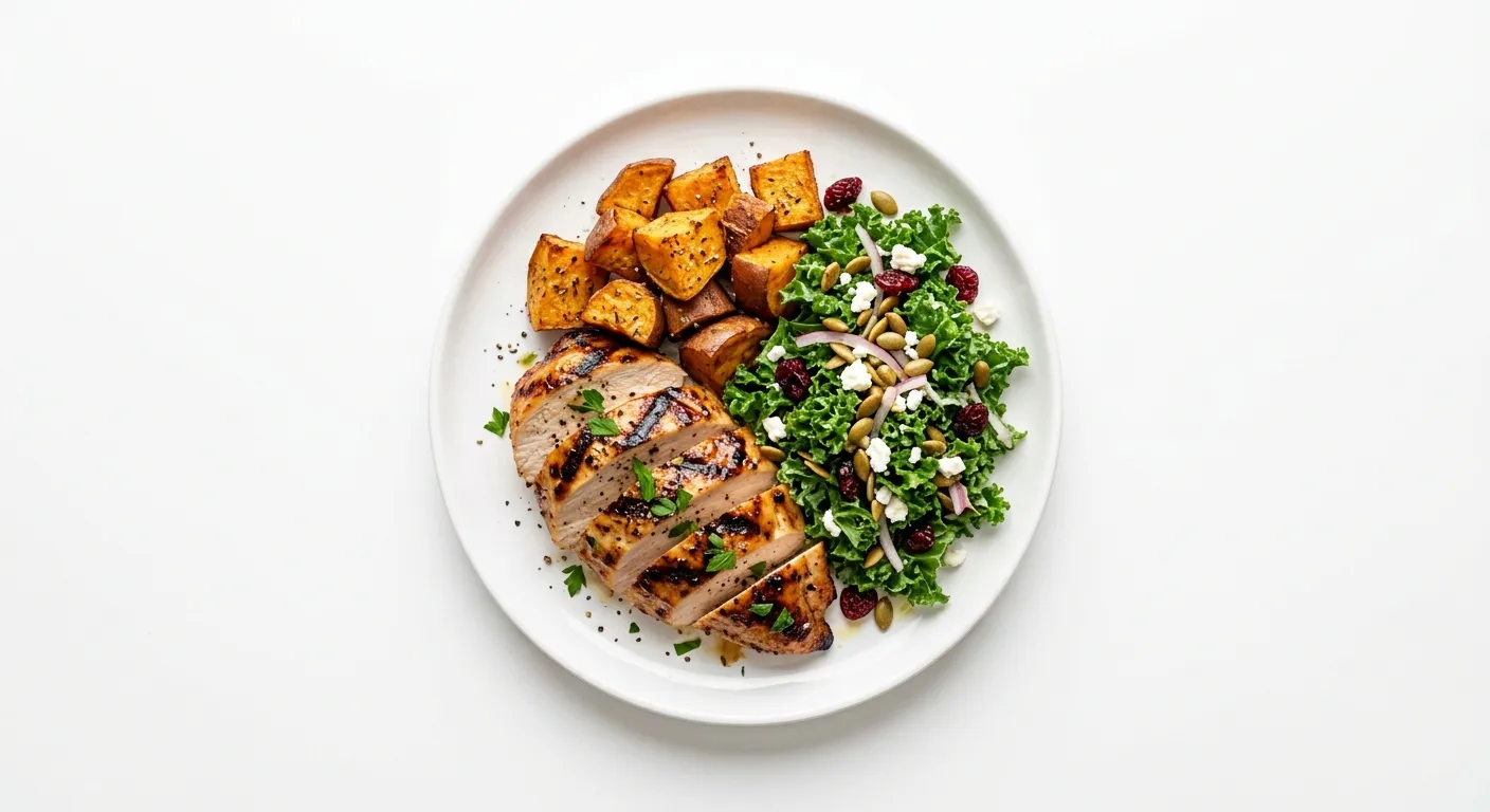Grilled Turkey with Roasted Sweet Potato and Kale Salad