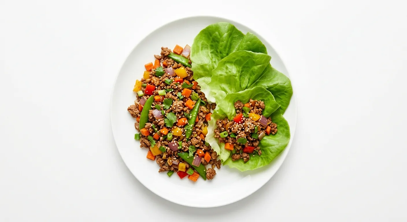 Ground Meat and Veggie Stir-Fry with Lettuce Wraps