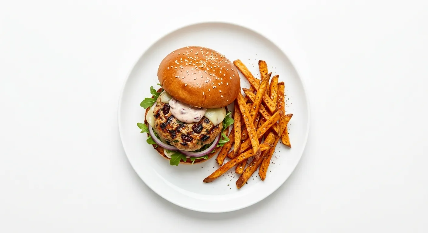 Autumn Harvest Turkey Burger with Sweet Potato Fries