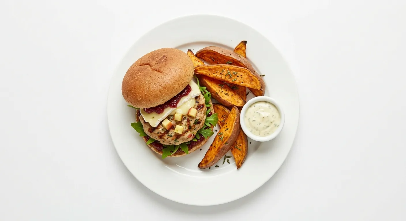 Autumn Harvest Turkey Burger with Sweet Potato Wedges