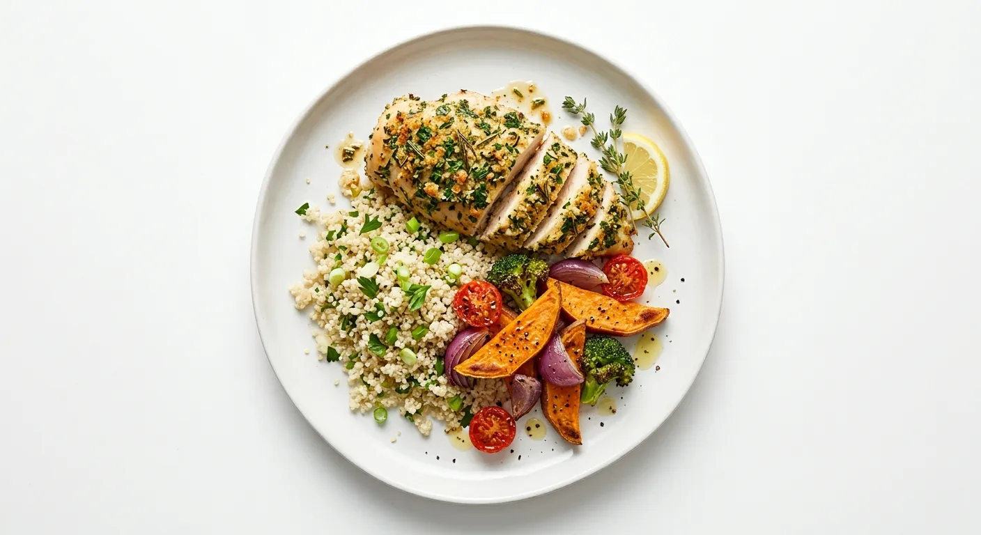 Herb-Crusted Chicken with Quinoa and Roasted Vegetables