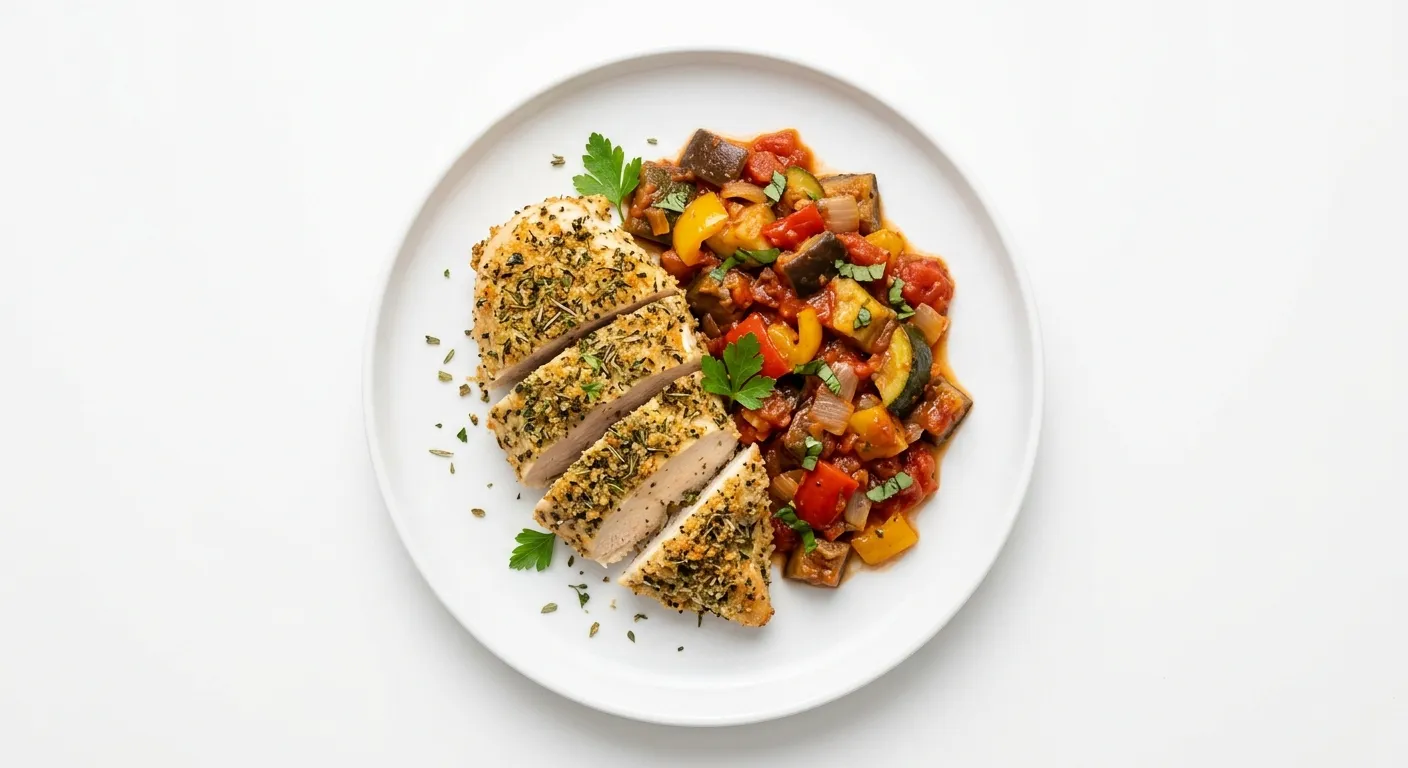 Herb-Crusted Chicken with Ratatouille