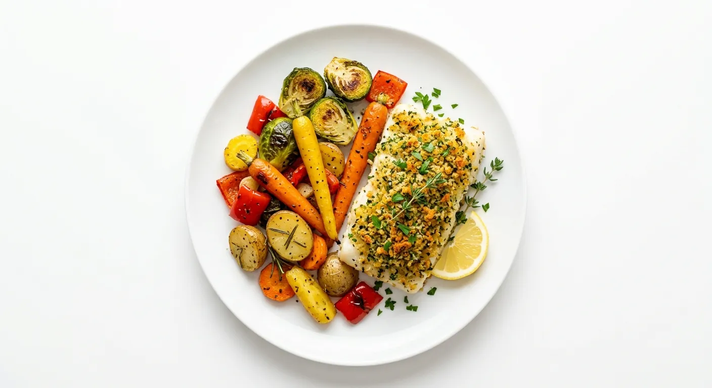 Herb-Crusted Cod with Roasted Autumn Vegetables