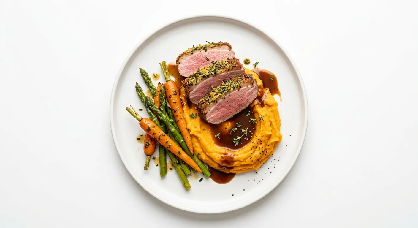 Herb-Crusted Duck Breast with Sweet Potato Mash