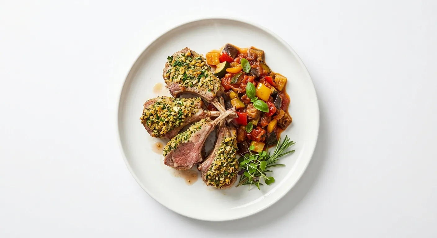 Herb-Crusted Lamb Chops with Ratatouille