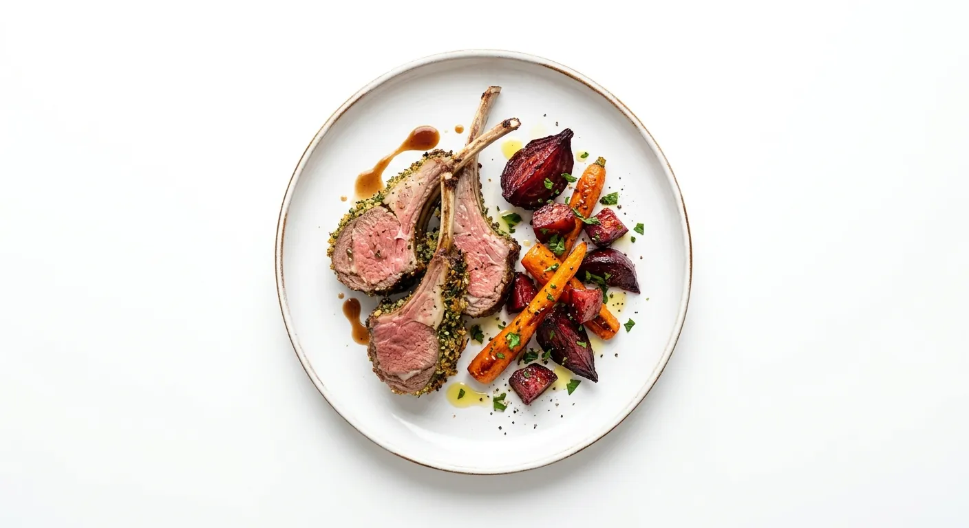 Herb-Crusted Lamb Chops with Roasted Beetroot and Carrot