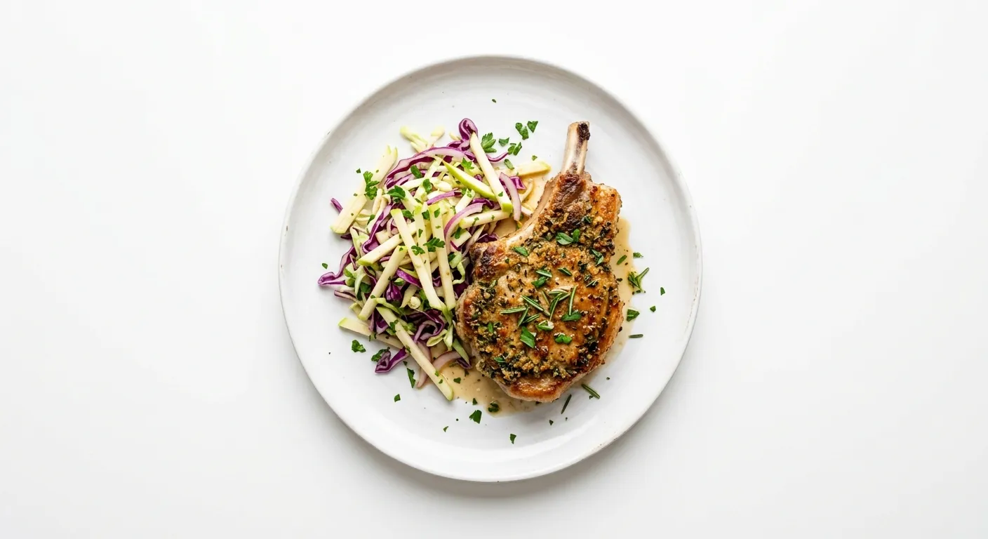 Herb-Crusted Pork Chops with Apple and Cabbage Slaw