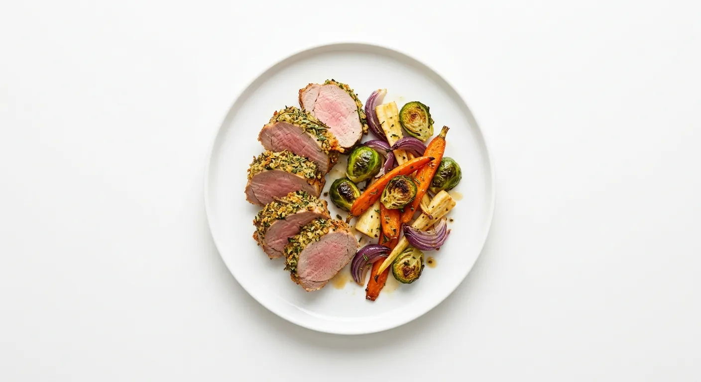 Herb-Crusted Pork with Roasted Autumn Vegetables