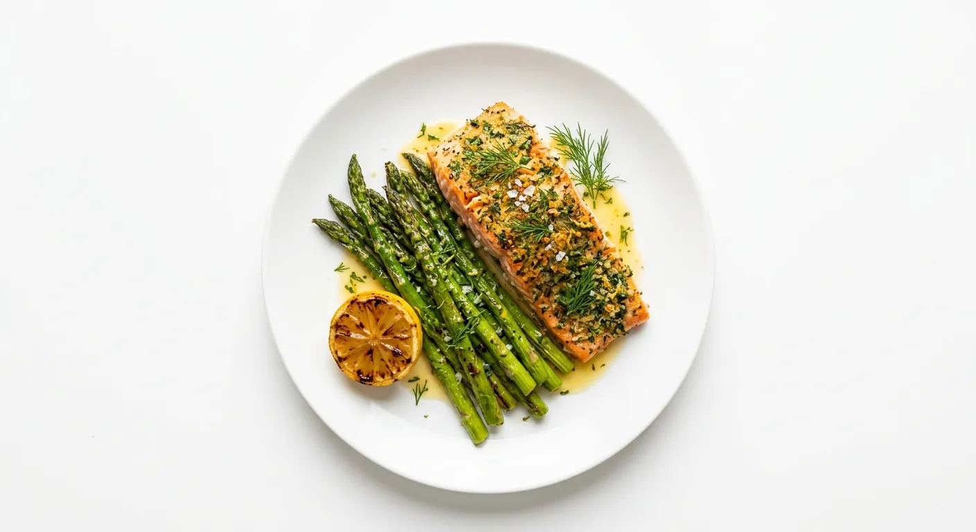 Herb-Crusted Salmon with Asparagus and Lemon Butter