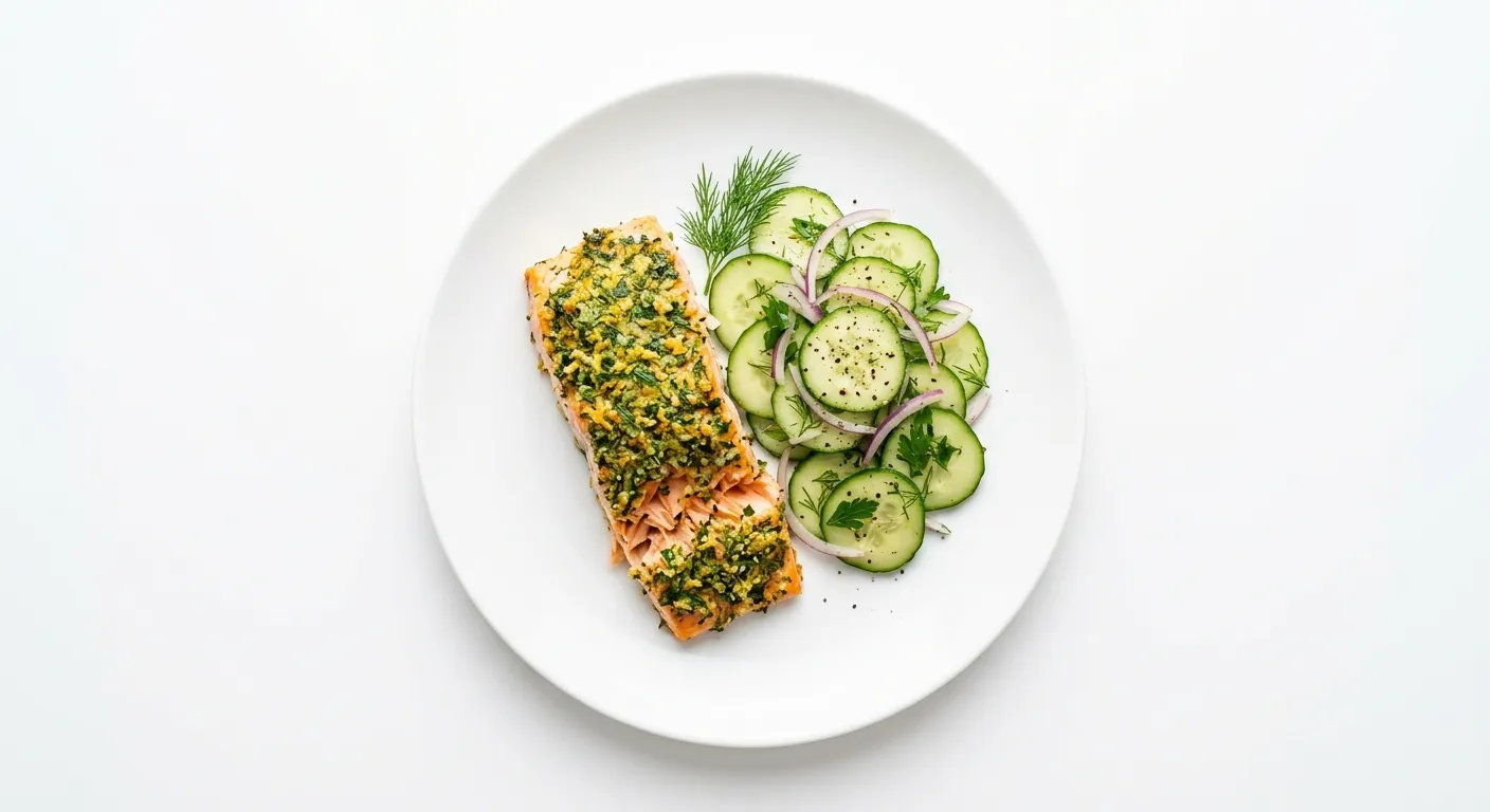 Herb-Crusted Salmon with Cucumber Salad