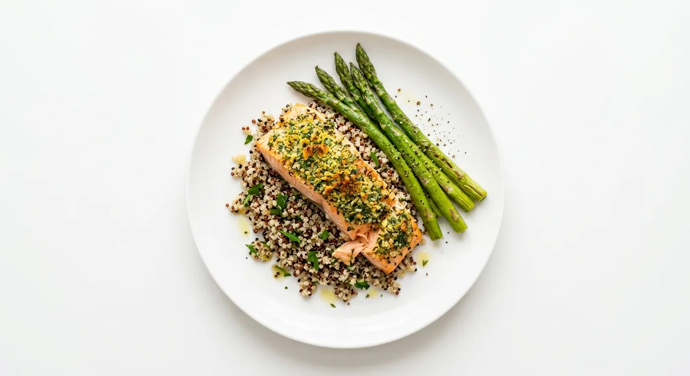 Herb-Crusted Salmon with Quinoa and Asparagus