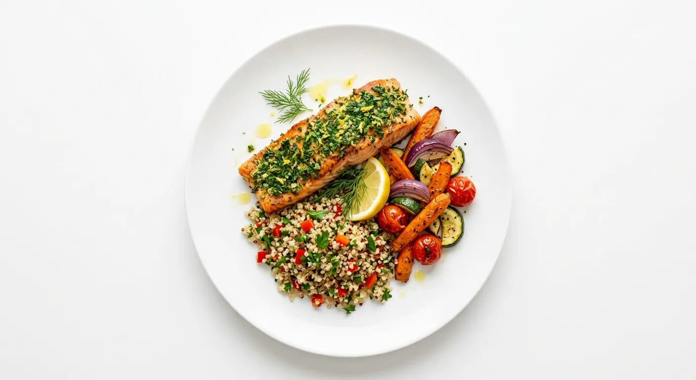 Herb-Crusted Salmon with Quinoa and Roasted Vegetables