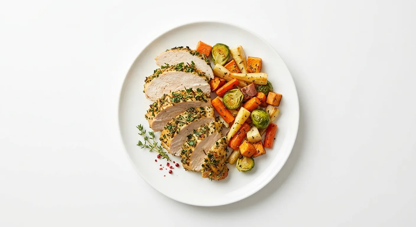 Herb-Crusted Turkey Breast with Roasted Root Vegetables