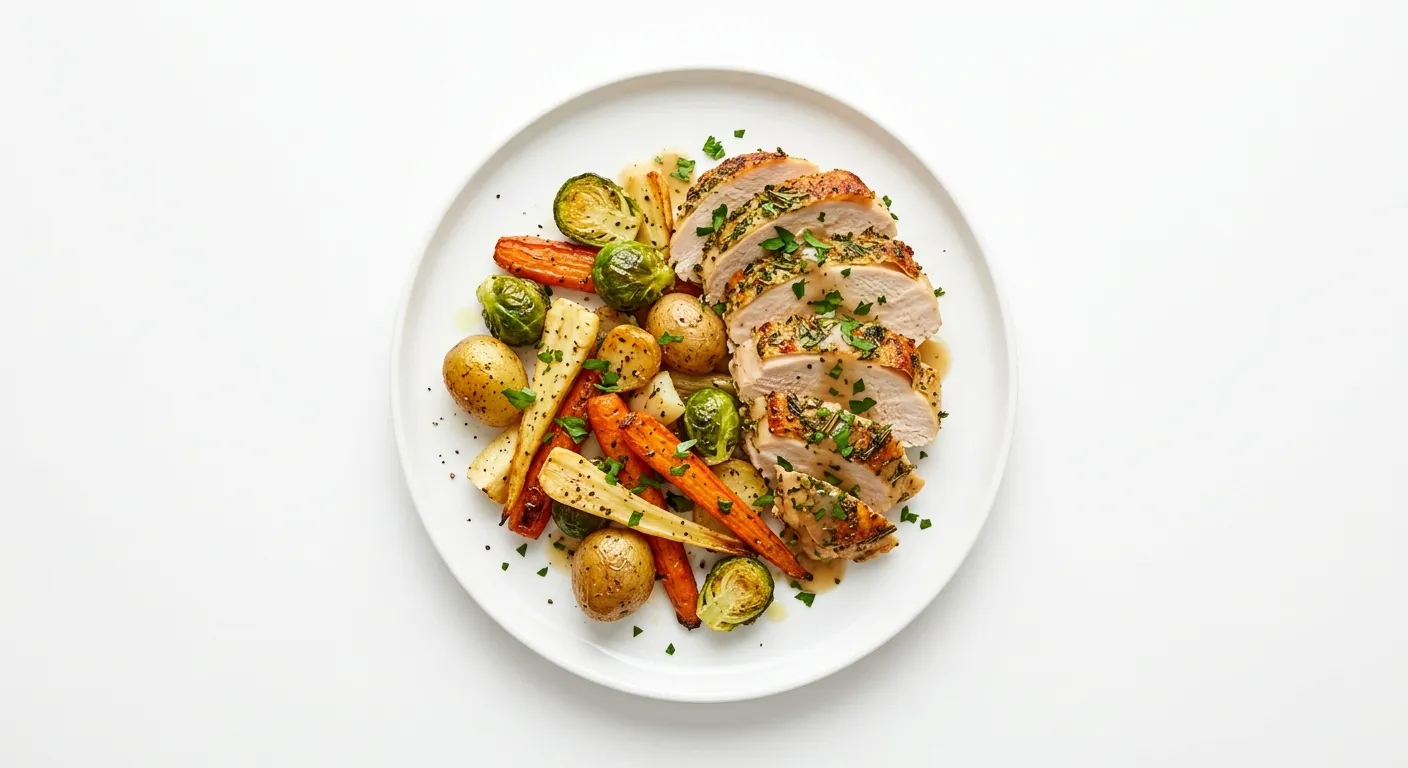 Herb-Crusted Turkey with Roasted Autumn Vegetables